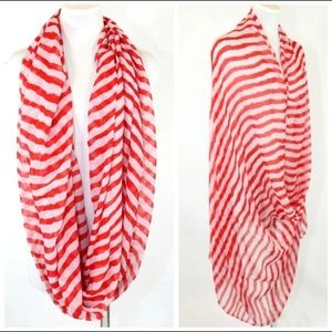 B135 Red and White Nautical Scarf